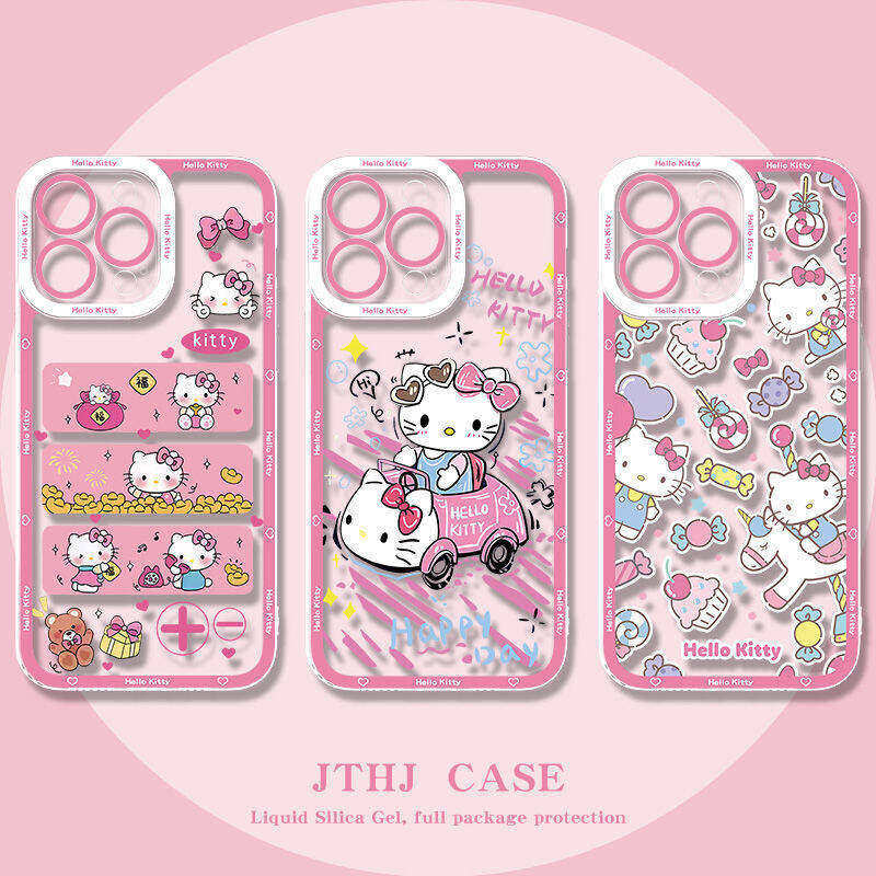 Bonito Hello Kitty Capa De Telefone Transparente Para Samsung A55 A35 A54 A14 A15 A25 A34 M54 5G S24 Ultra Plus Telefone