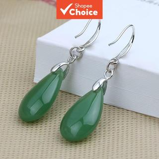 Brincos de Prata com Pingente em Gota Verde: Design Clássico Feminino, Estilo Vintage, Fe…