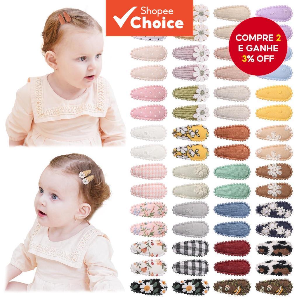 Mini Grampos De Cabelo Com Flores De Algodão Para Meninas 50 Peças Lindas Xadrez Acessórios Infantil