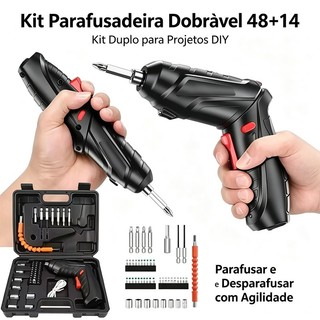 Kit Parafusadeira Doméstica com maleta Leve Portátil USB Recarregável airer