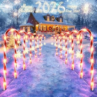 10PC Um Conjunto De Luzes De Doces De Cana De Floco De Neve À Prova Dwaterproof Água , Solares De Natal Para Festa De Ja