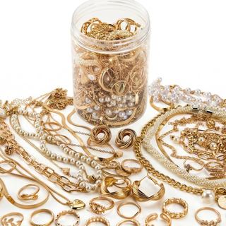 Mystery Jewelry Jar - 54 PCS Vintage Mystery Jewelry Jar Gold, Surprise Necklaces Bracelets Earrings Rings Box Set, Fash