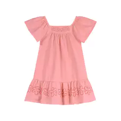 Vestido Infantil Menina Babados Com Flores Elian Coral