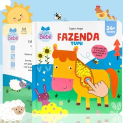 Livro Infantil Bebê Toque E Sinta Animais da Fazenda Sensorial Texturas Edição Premium