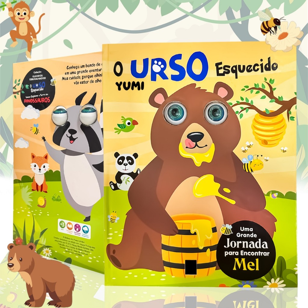 Livro Infantil Do Bebê O Urso Esquecido | Animais Da Floresta | Interativo Com Olhinhos Esbugalhados