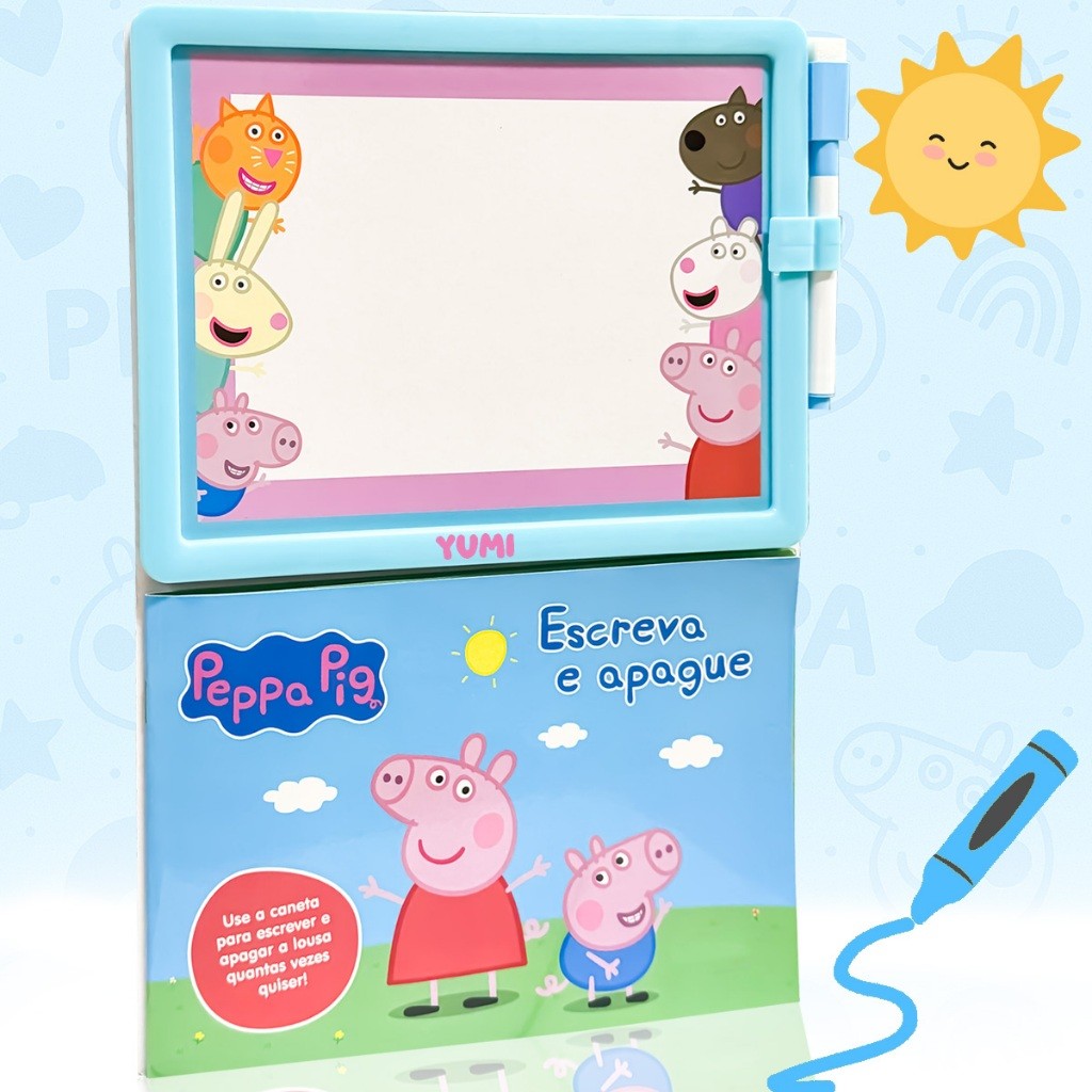 Livro De Caligrafia Apagável Peppa Pig - Alfabetização Com Caneta Mágica Apagável E Lousa Infantil Educativo