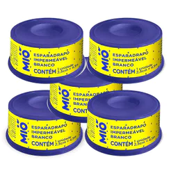 Kit 5 Esparadrapo Impermeável Mió Branco 2,5cm X 4,5m 1 Unidade