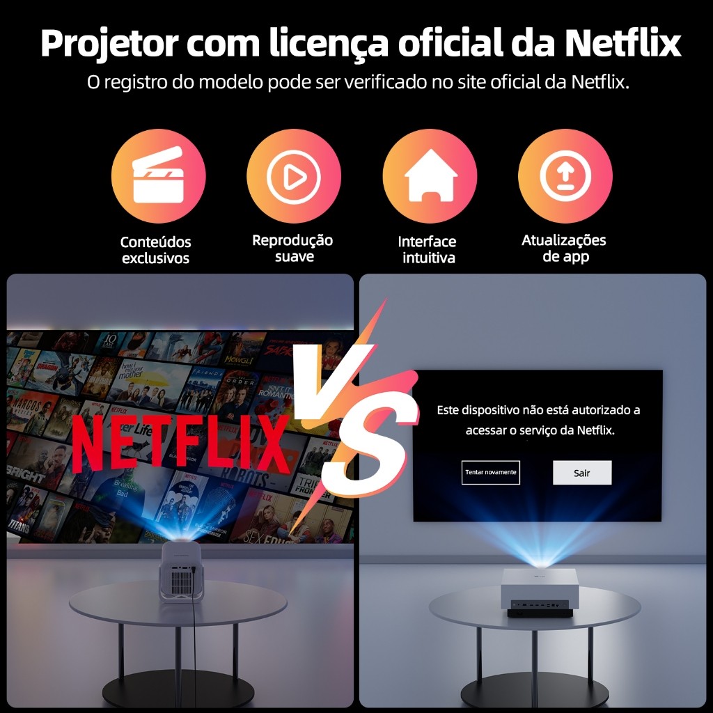 Projetor BETTDOW AC1066 4K 1080P Full HD 350ANSI Android 13 com controle de voz por A Suporte giratório Netflix original · foto 2