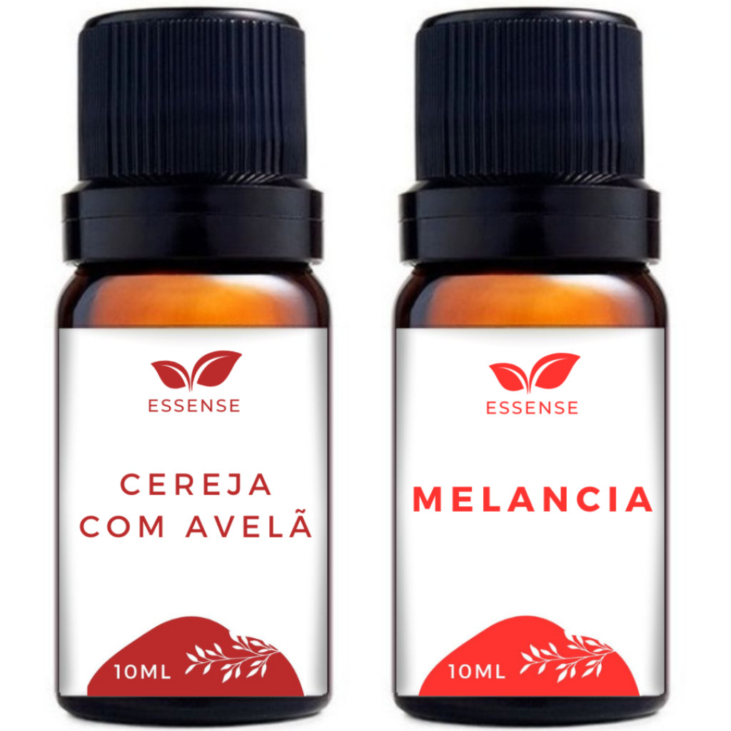 2 Essências Cereja com Avelã e Melancia 10ml Hidrossolúvel para Aromatizador Difusor Umidificador