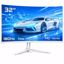 Monitor Gamer HQ 32" Ultra Branco Curvo 1ms, 180Hz, Quad HD (QHD) - 2560x1440, AMD FreeSync, HDMI, DP, HQW32C180