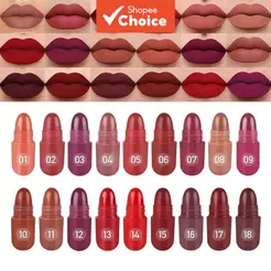 Coleção Mini Batom Cápsula, 18 Tons de Maquiagem Labial Matte