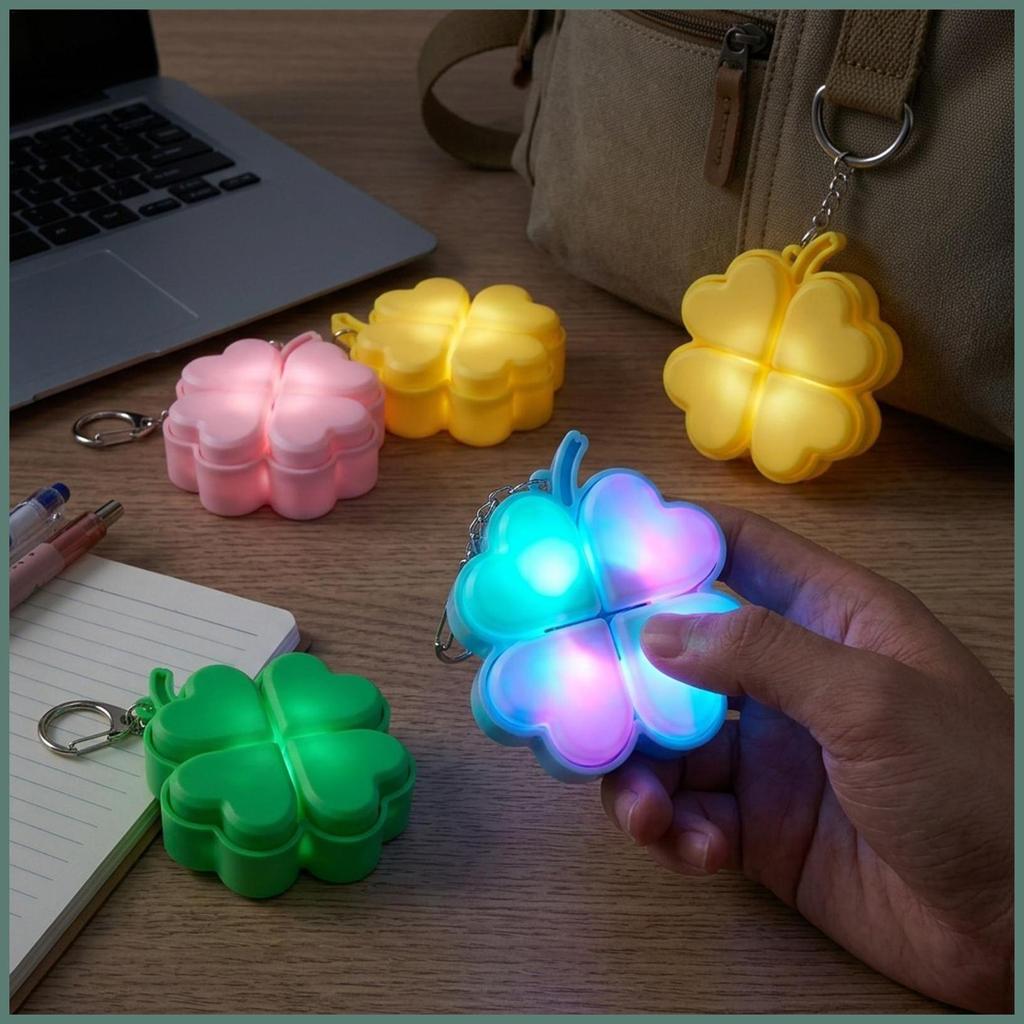 Clicker Brinquedo Fidget Bonito Calmante Luz De Quatro Folhas Pequeno Chaveiro Portátil Crianças Brinquedos Para Casa Es