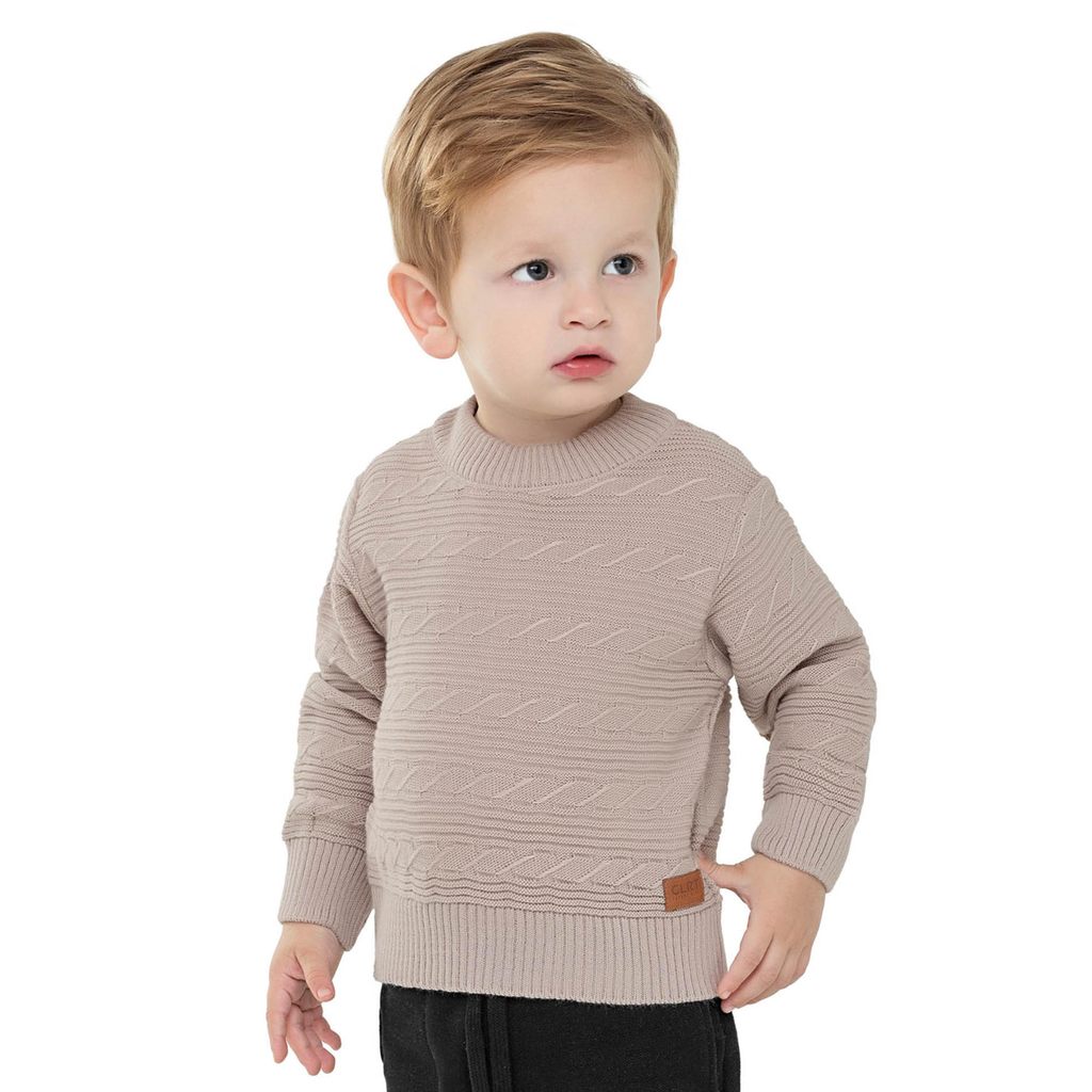 Suéter Infantil Menino Tricô Texturizado Colorittá Bege