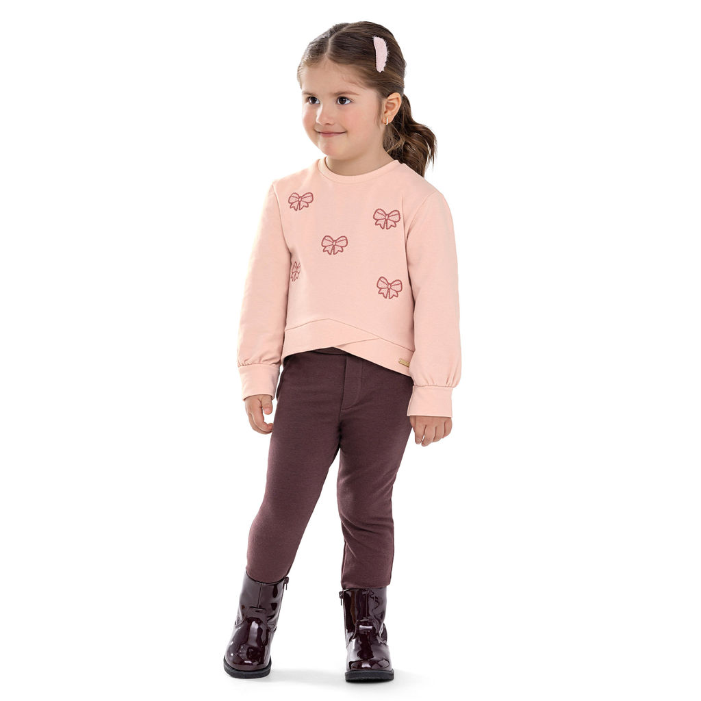 Conjunto Infantil Menina Laços Bordados Colorittá Rosa