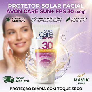 Protetor Solar Facial Avon Care Sun+ Controle de Brilho FPS 30 Toque Seco 40g