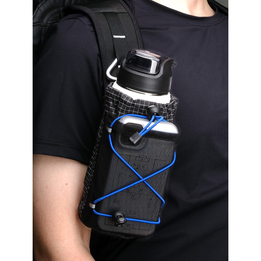 Bolsa multifuncional para garrafa de água, bolsa pequena para uso externo, bolsa para celular de um ombro, frente de omb