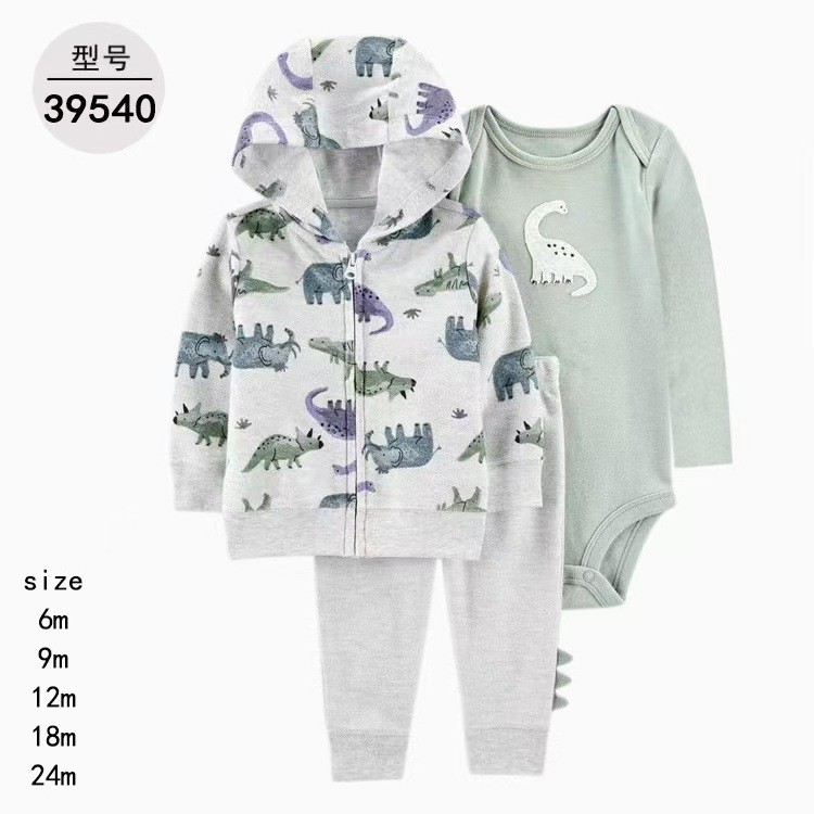 Crianças roupas primavera outono estilo masculino feminino bebê dos desenhos animados dinossauro puro algodão moletom ja