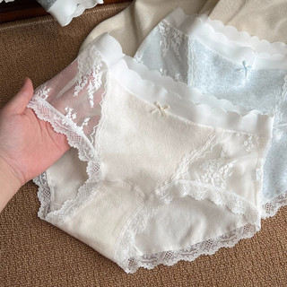10A antibacteriano Extra longo virilha meninas rendas calcinha de algodão puro feminino puro desejo estilo cintura média