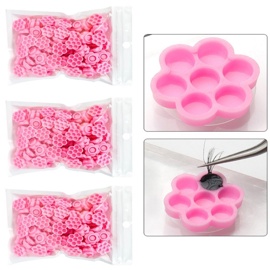 Kit 100/400 Batoques Flor Rosa Para Anel Suporte Para Cola Extensao De Cilios