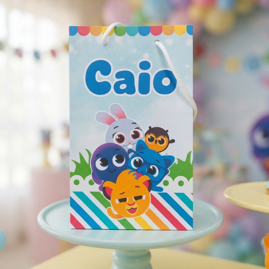 Sacolinhas Personalizada Pequena Bolofofos Menino Personalizado Com Nome e Idade Festa Infantil Lembrancinha