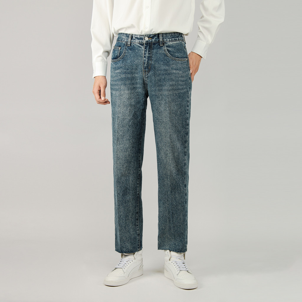 Jeans retos de pernas tornozelo masculino novo estilo Street Wear high-end solto high-end masculino