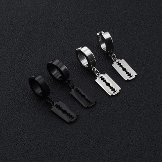 Brincos em forma de lâmina exclusivos da moda masculino Metal não desbotado fivelas de orelha na moda preto não perfurad