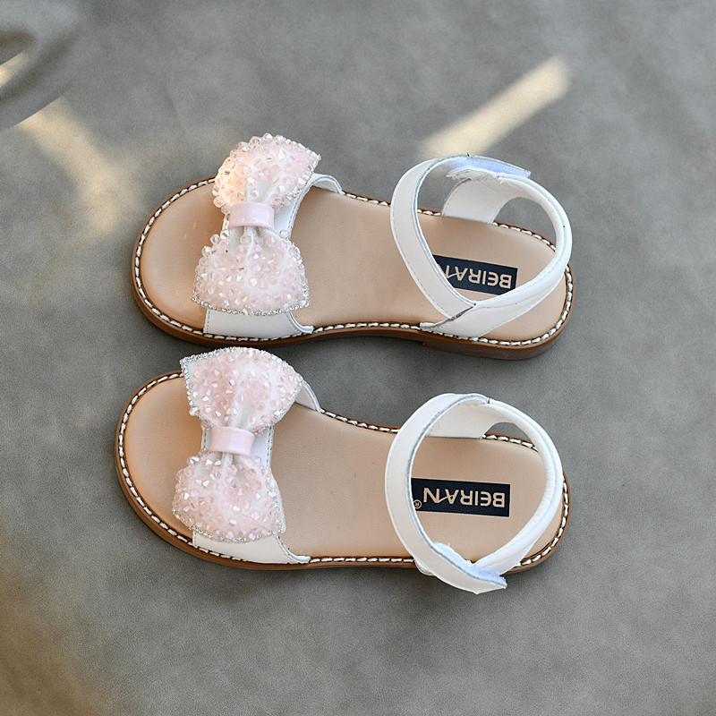 Meninas sandálias brilhantes respirável verão princesa flor borboleta sapatos de praia 2022 novo estilo bonito moda infl
