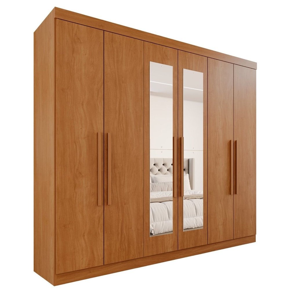 Guarda-Roupa Casal Casal 6 Portas 3 Gavetas com Espelho Roma Espresso Móveis Marrom/Cinamomo Cinamomo — imagem 2 de 2