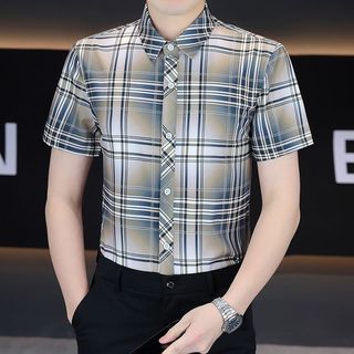 ❤Novidades❤❤ 2025 legal confortável All-Match moda High-End na moda camisa de manga curta masculina camisa polegada 26.8