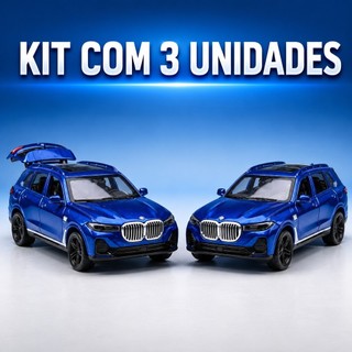 Kit Carrinho De Ferro BMW X5 Miniatura Abre Porta Porta-Malas Fricção Coleção
