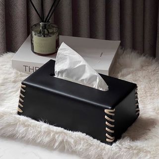 Caixa de lenços de couro de luxo leve com alto valor estético, caixa de lenços moderna e minimalista em estilo nórdico 5