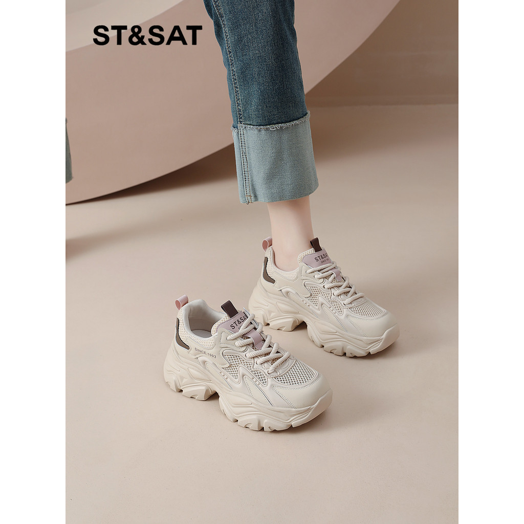 Sábado cor sólida papai sapatos femininos estilo verão 2026 novo estilo sapatos de malha feminino malha sapatos casuais