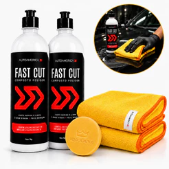 Kit Polimento 2 Unidades Fast Cut Autoamerica 1kg Corte Pesado + 2 Flanelas Microfibra