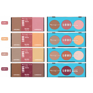 Kit 6 Paletas Trio Multifuncionais Max Love Mista Contorno Blush e Iluminador