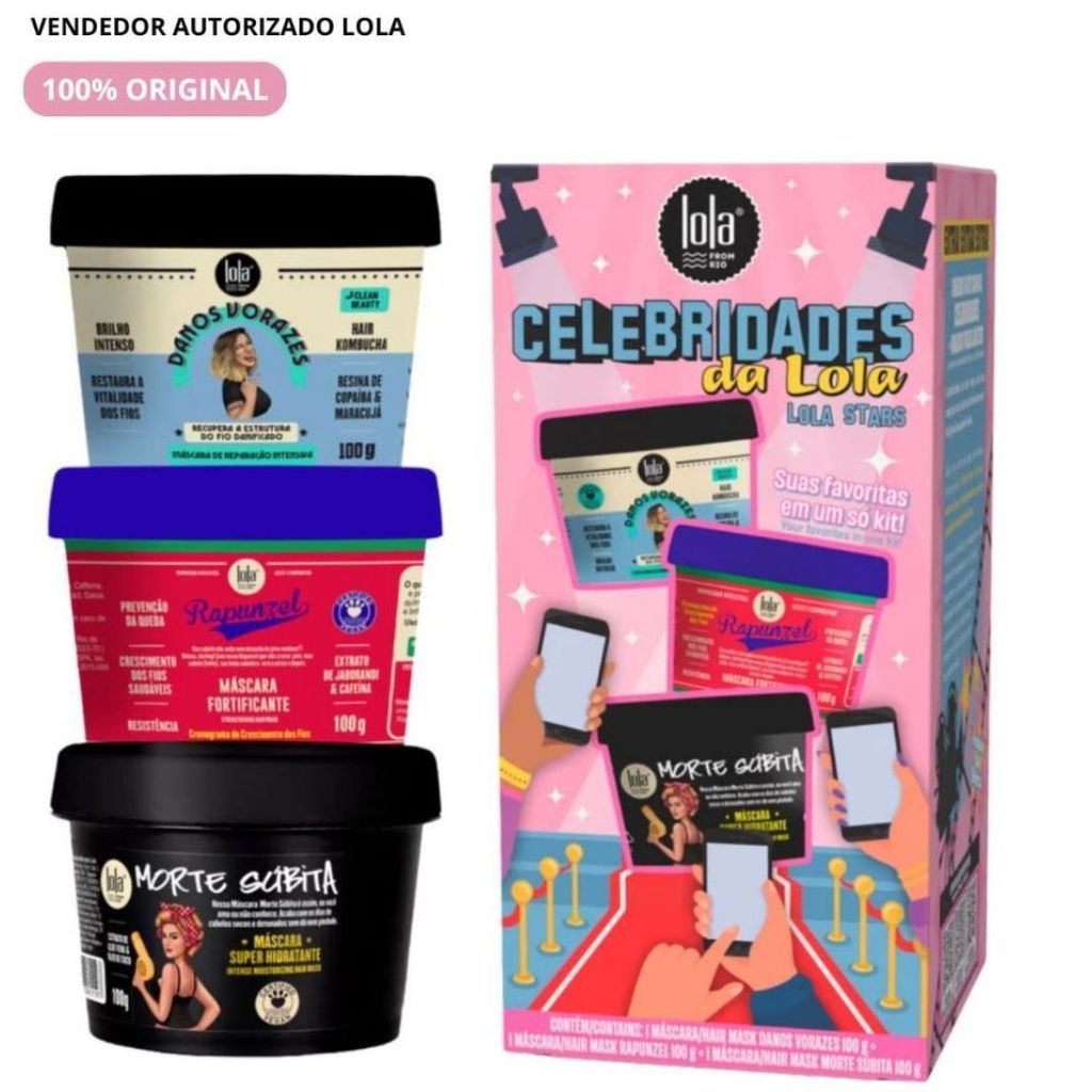 Kit Celebridades Lola Cosmetics Original | Danos Vorazes + Rapunzel + Morte Súbita 100g | Suas Favoritas em um Só Kit