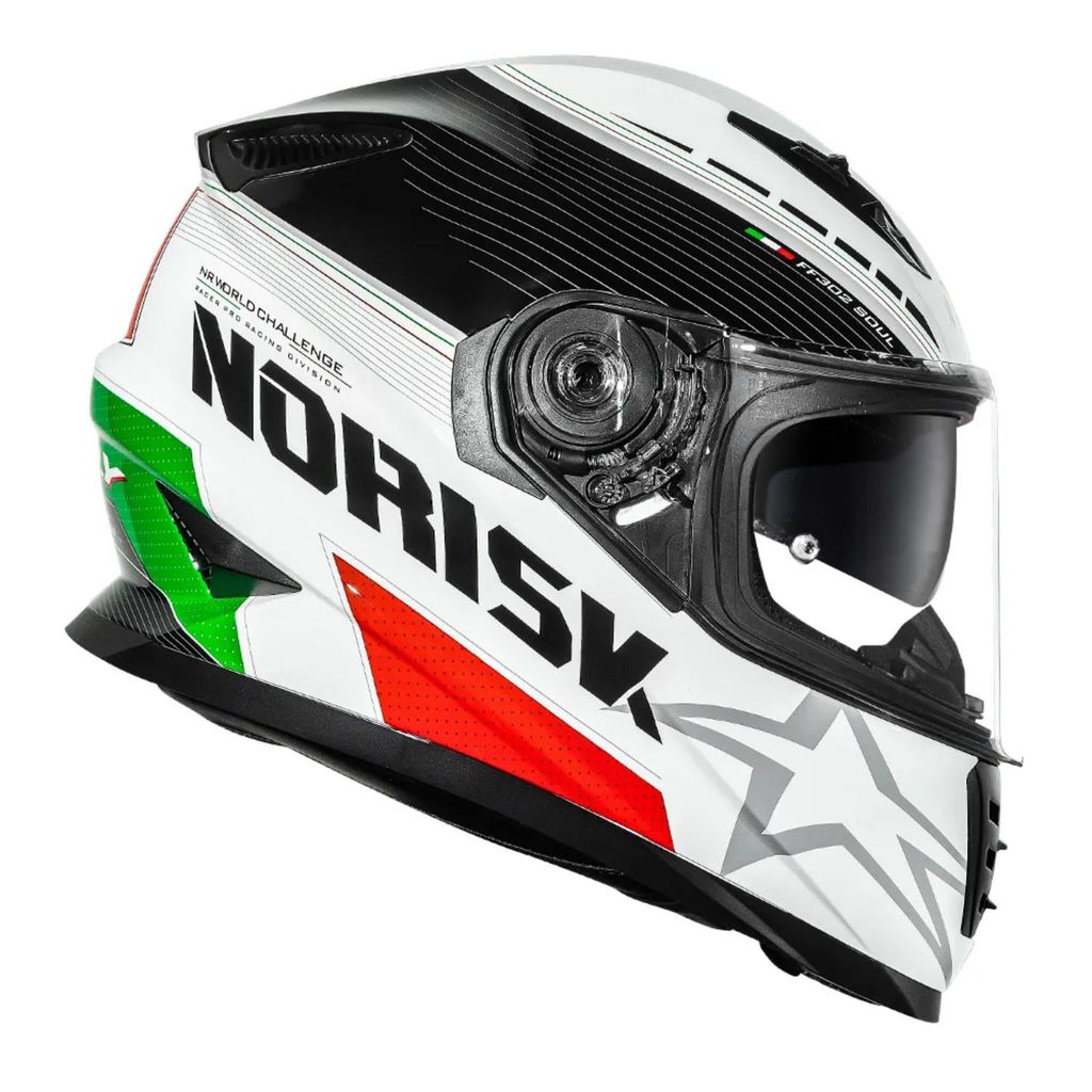 CAPACETE NORISK BANDEIRAS FF302 GRAND PRIX ITALY ITALIA COM ÓCULOS INTERNO