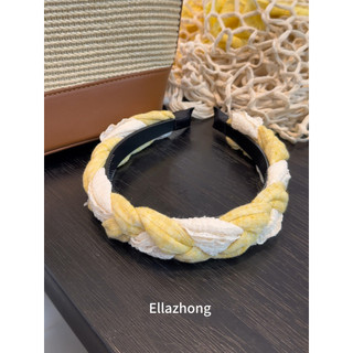 EllaZhong trançado torção trançada bandana feminina de aba larga rosto alto pequeno bandana Hairpin