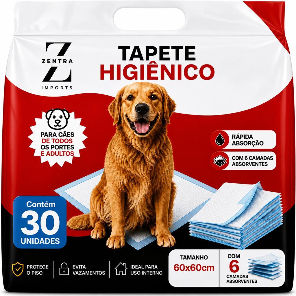 Tapete Higienico para Cães Gatos e Pets 30 Unidades 60x60  6 Camadas Alta Absorção