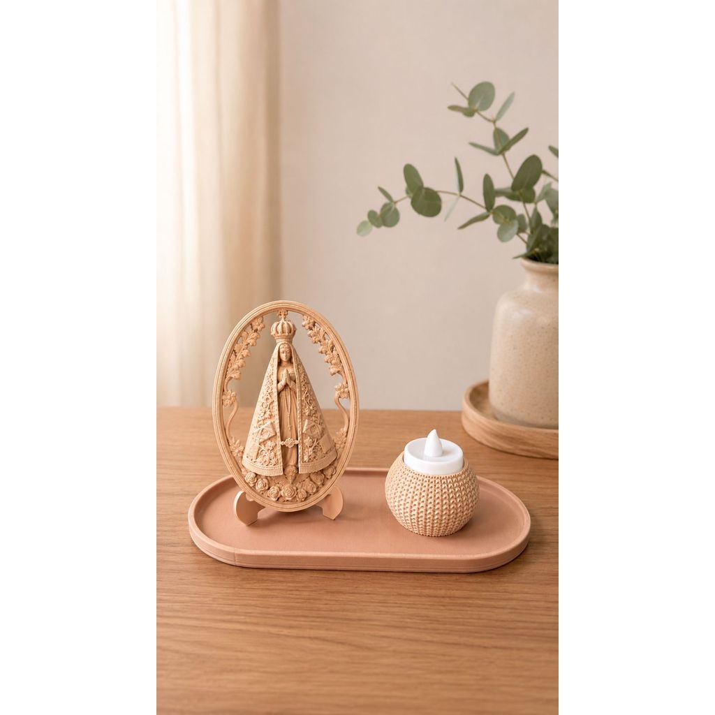 Kit Decorativo  Nossa Senhora Aparecida – Imagem Decorativa Bandeja Porta-Vela