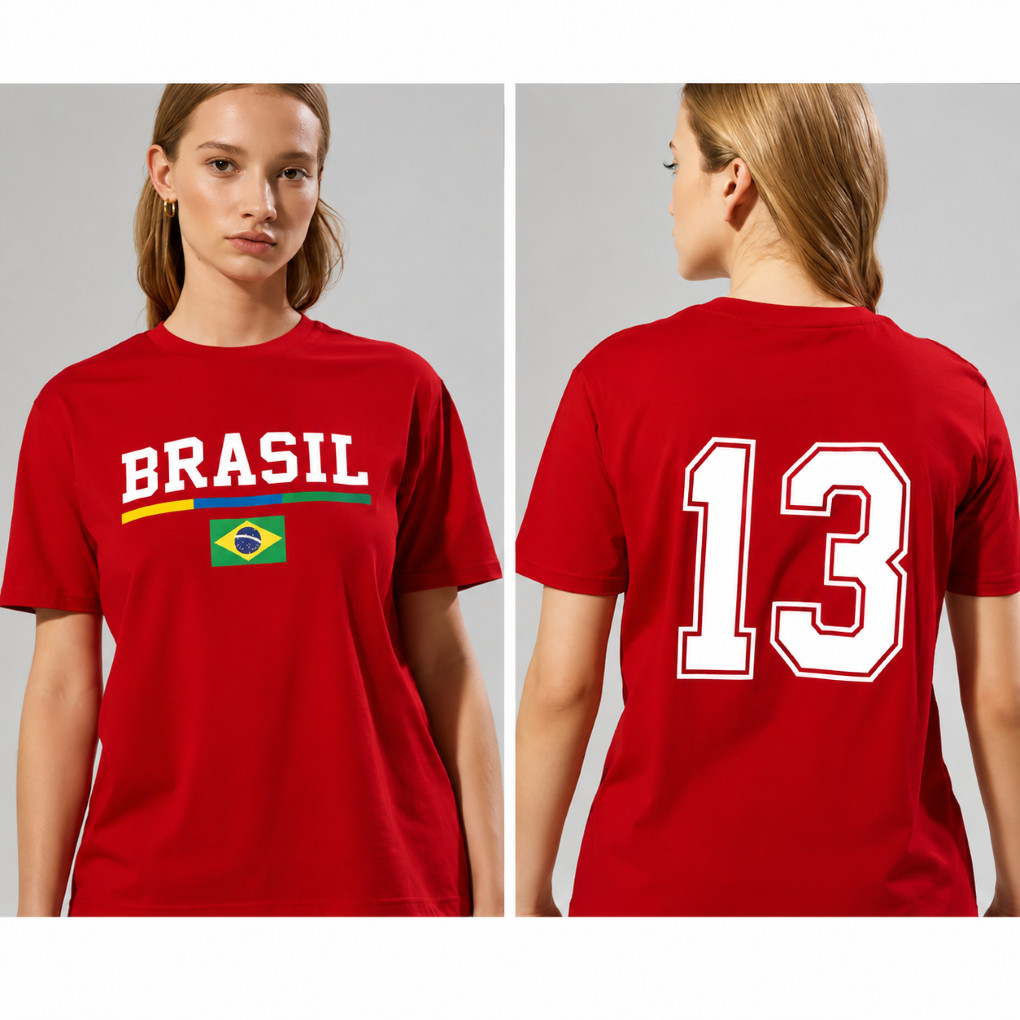 Camisa Brasil 13 Algodao Esquerda Unissex Casual Urbana Estilo Brasileiro Premium Macio Confortavel Envio Imediato