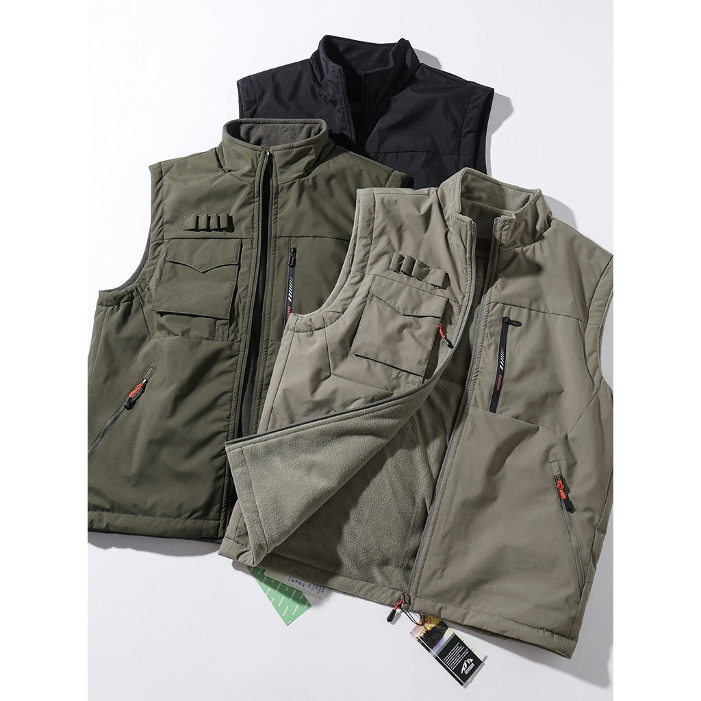 À prova de vento espessado!Outono inverno novo estilo masculino esportes ao ar livre lazer pesca multifuncional colete j