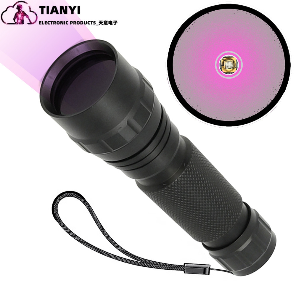 Lanterna Anti-falsificação ultravioleta 365nm, luz forte, irradiação de alta potência, identificação de luz roxa, álcool