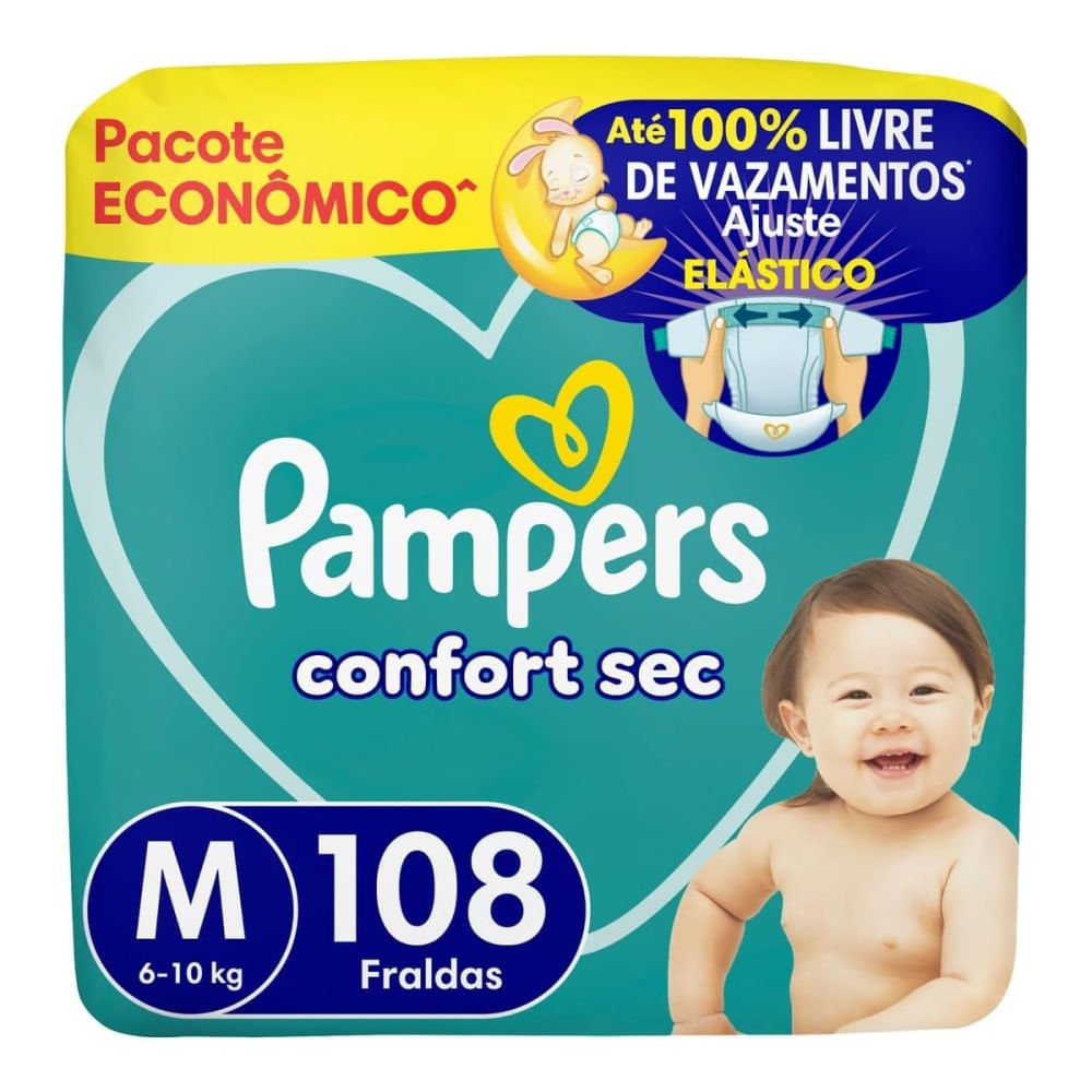 Fralda Descartável Pampers Confort Sec M 108 Unidades