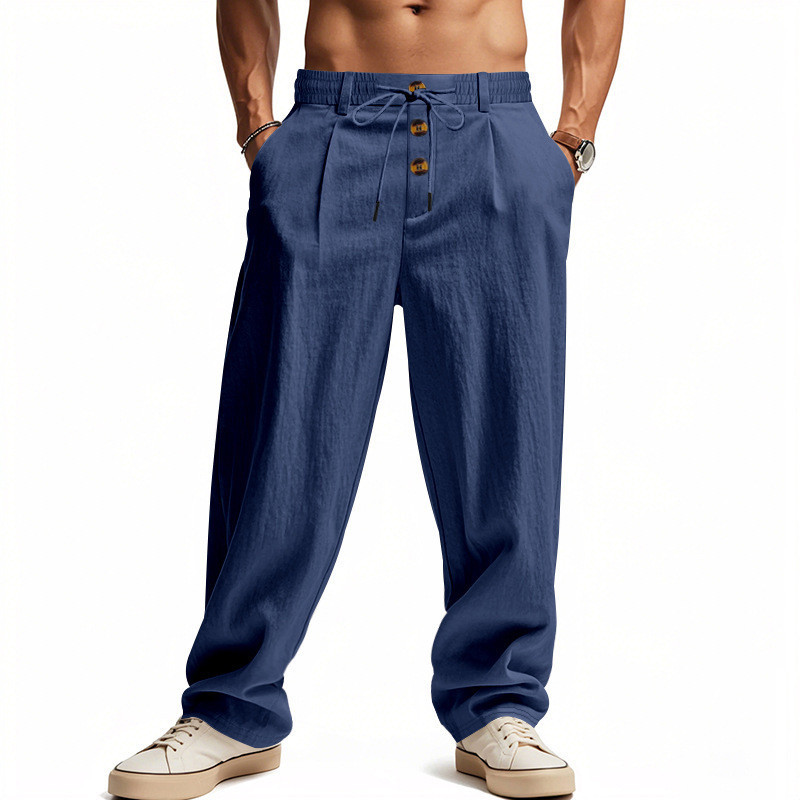Primavera Verão Novos Homens Respirável Algodão Linho Solto Casual Esportes Calças Compridas Masculino Moda Sazonal Shor