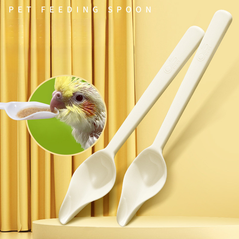 Colher De Alimentação De Papagaio , 2 Peças , Plástico , Resistente A Altas Temperaturas , BB , Alimentador Manual , Beb