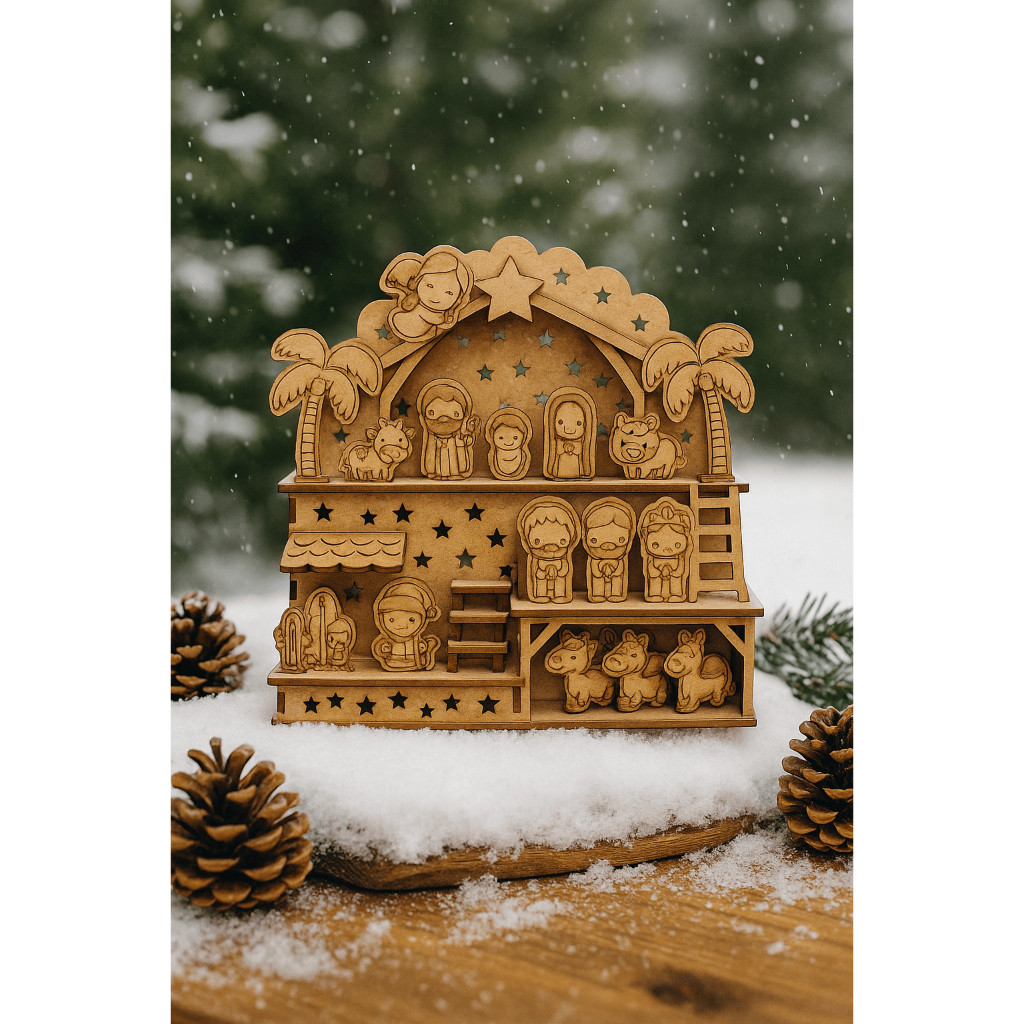 Presépio Natalino em MDF Enfeite Arvore Natal Kit Monte Você Mesmo