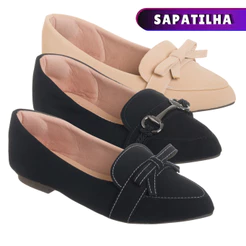 Sapatilha Feminina Rasteirinha Sandália Mocassim Feminino Casual Preta Social Moda