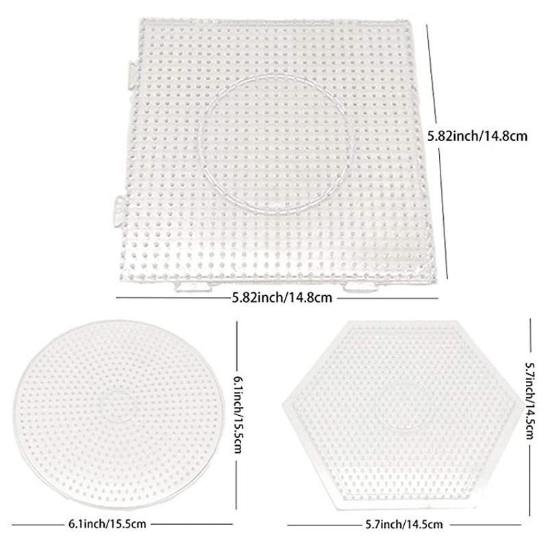 Placa de Molde Transparente para Pérolas Hama de 5mm, Ferramenta Circular, Quadrada e Hexagonal para Pérolas Perler, Mat