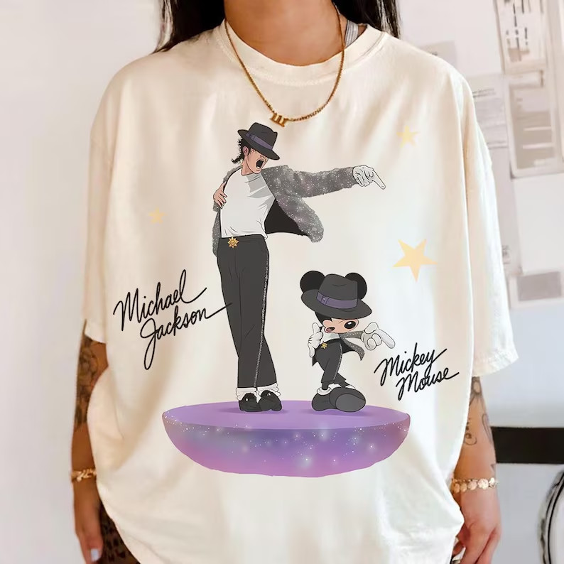 Camiseta Masculina Feminina Oversized Estampa Michael Jackson Mickey Dança T-shirt Streetwear algodão 100%, com estampa
