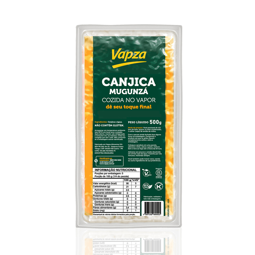 Canjica Cozida no Vapor 500G Vapza